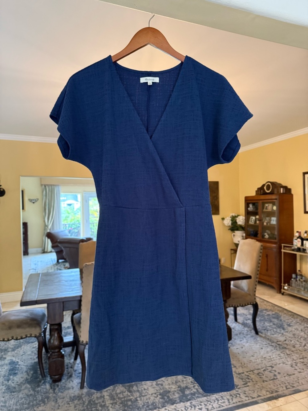 Madewell Navy Textured Wrap Mini Dress